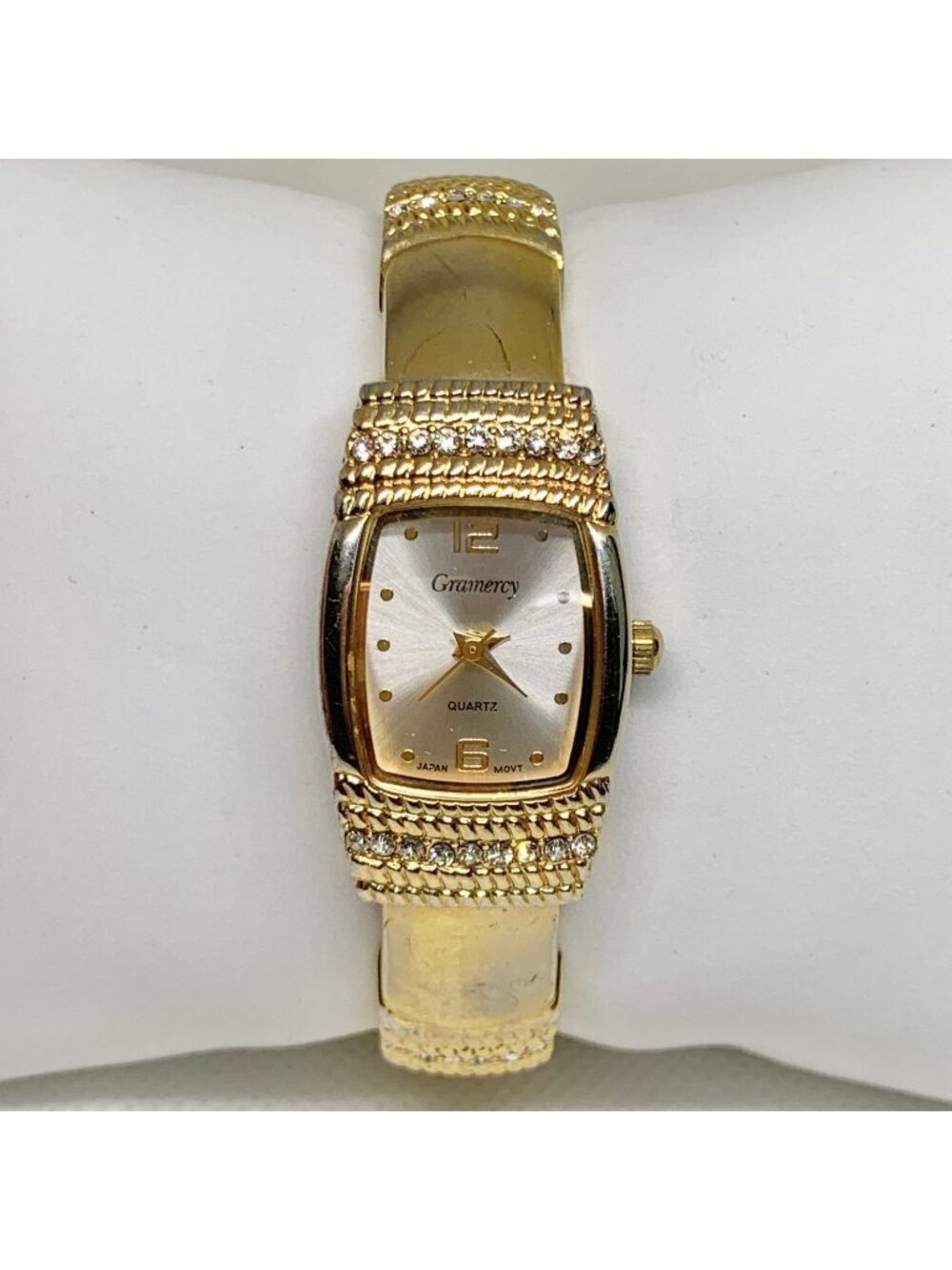 Gramercy gold tone women’s cuff bracelet watch 20mm quartz analog 7” running
